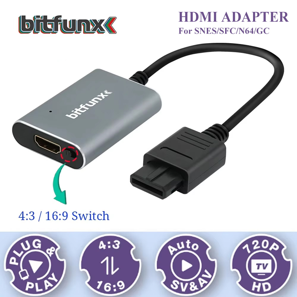 Gaming Console In Tv - Adaptador Bitfunx 720P Svideo/AV a HDMI,